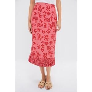 HYACINTH HOUSE Coral & Red Reef Print Cozumel Skirt Size L NWT